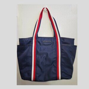 Tommy Hilfiger Navy Nylon Heavy Duty Computer Commuter Tote Bag